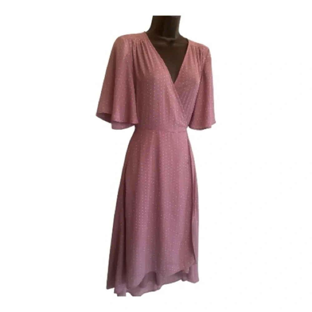 dusty rose midi dress with sleeves Beaded Midi Dress with Cap Sleeves